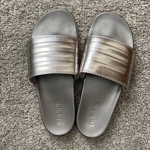 adidas Women’s Silver Metallic Slide Sandals size 9